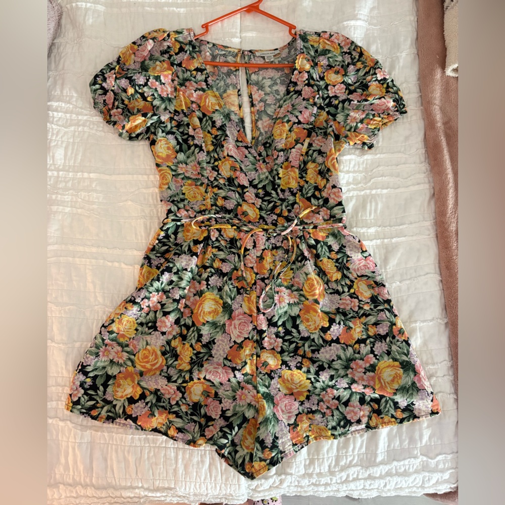 American Eagle Outfitters Floral Blouse - Black, Yellow, Pink